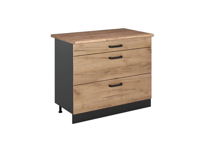  Vicco meuble cuisine, chêne doréanthracite, 100cm plan de travail chêne doré  - Conforama A