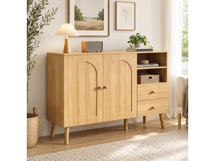 Buffet 2 porte(s)  2 tiroir(s) <strong></strong> <strong>BrimViber</strong> - 118 cm coloris naturel 