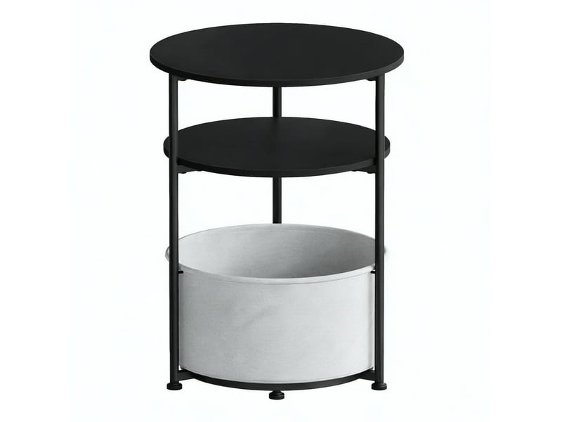  Bout de canapé tcqpz rond ø 43 x h 56 cm avec rangement noir  - Conforama A