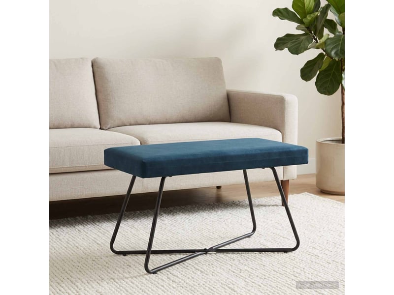  Banc, canapé 2 places bleu 80x40x45 cm velours  - Conforama D