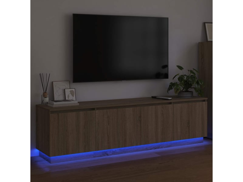  Meuble tv - banc tv - meuble de rangement 180 x 38 x 49 cm chêne sonoma bois d'ingénierie  - Conforama E