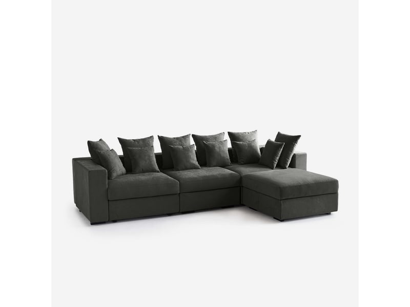  Canapé modulaire déhoussable made in italy avec pouf et coussins cortina a - gris foncé  - Conforama D