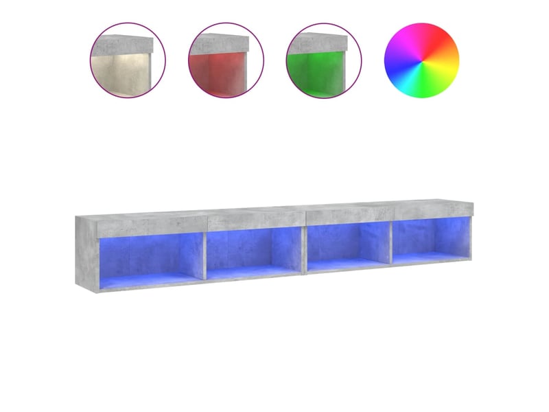 Meubles tv - banc tv - meuble de rangement avec lumières led 2 pcs gris béton 100x30x30 cm - Conforama A