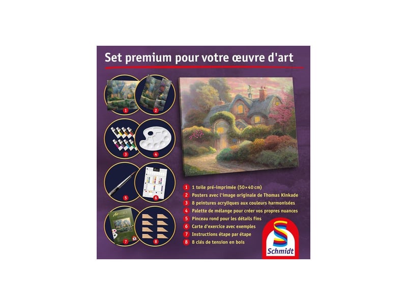  Kit de peinture sur toile preimprimée 50x40 cm cotage fleuri SCH4001504461652 - Conforama D