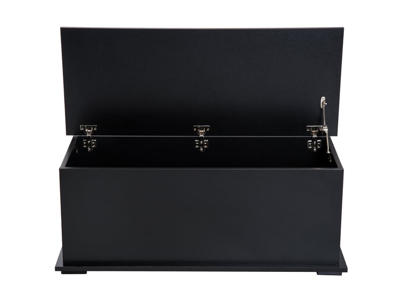  Grand coffre de rangementà jouets avec charnière verrouillable, en bois, 100 x 40 x 40 cm, noir  - Conforama B