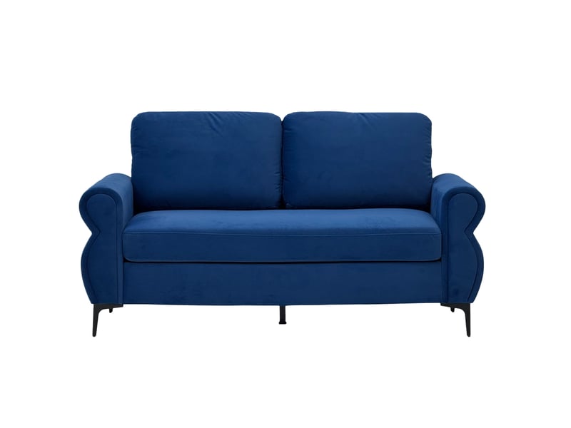  Canapé 2 places ulevr compact 173,5 cm bleu, tissu polyester, structure métal et bois, pieds métalliques 15 cm  - Conforama A