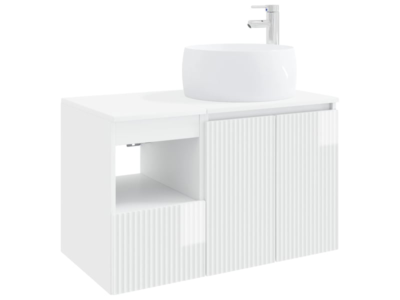  Ensemble de mobilier de salle de bain 2 pc blanc brillant cf64006  - Conforama A