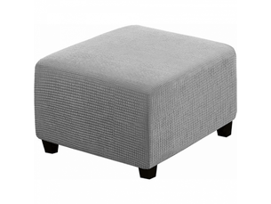 Housse de tabouret carrée élastique pour tabouret de rangement et repose - pieds gris clair