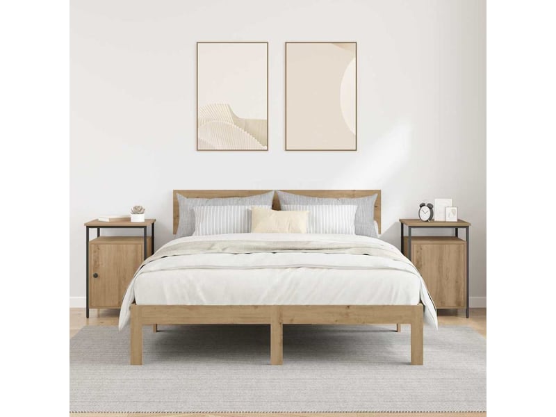 Table de chevet 2 pièces chêne artisanal 40 x 42 x 60cm  - Conforama D