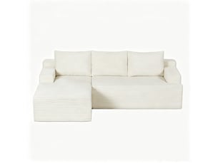 Canapé d'angle compressé gauche convertible <strong>ELVMI</strong> <strong></strong> 4 places Velours côtelé beige