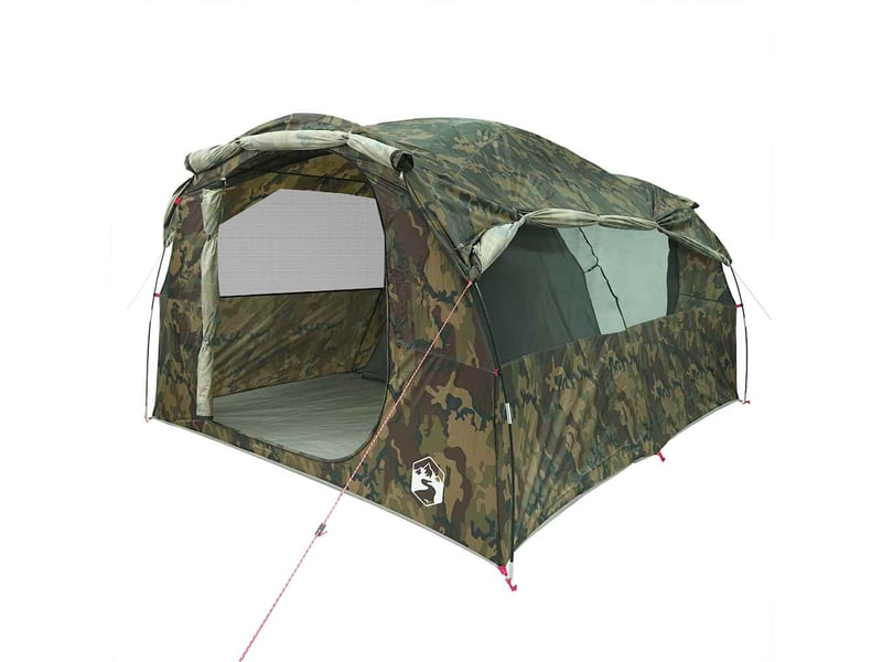 Tente de camping, tente familiale tunnel 6 personnes camouflage résistant à l'eau - Conforama D