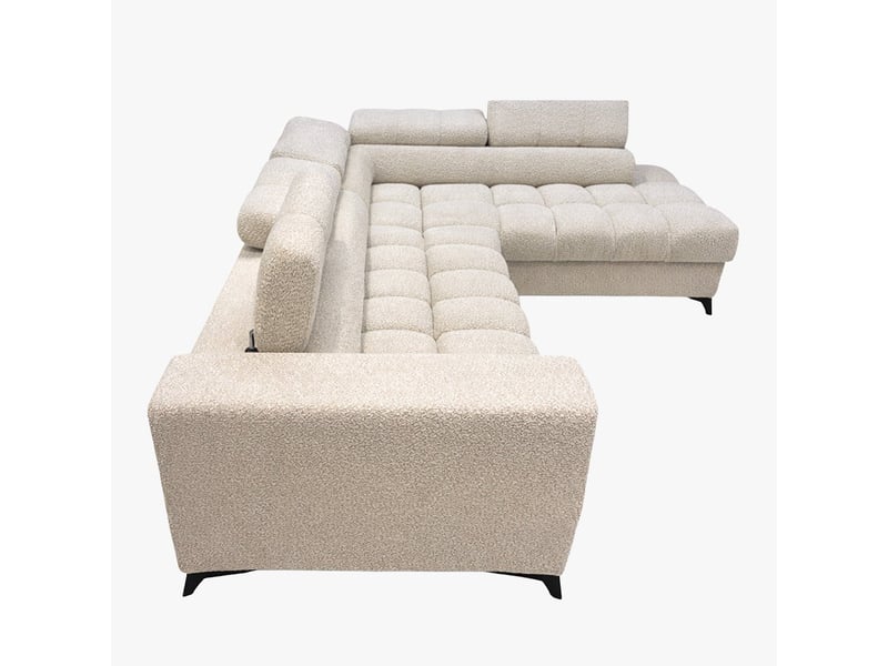 Canapé d'angle convertible avec coffre et têtières relevables en - Conforama E
