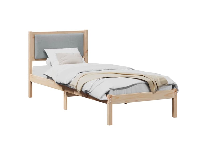  Lit simple- lit adulte -  cadre de lit avec tête de lit gris clair 80 x 200 cm pin massif  - Conforama B