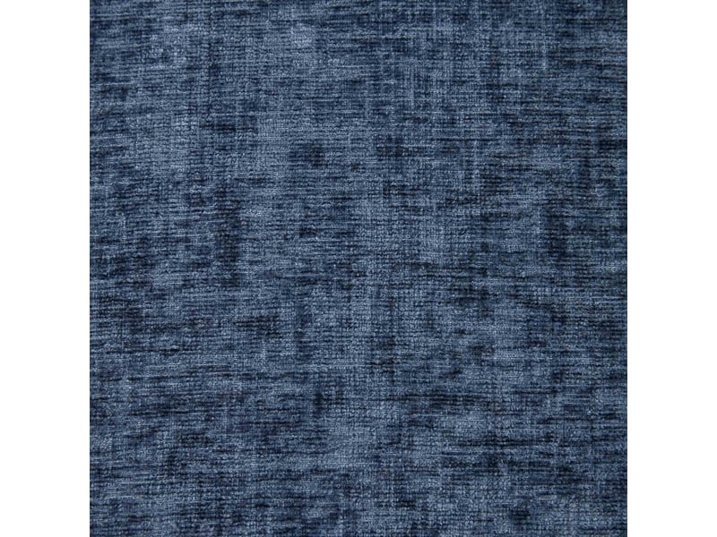  Chaise salle à manger rembourrée tissu chenille bleu pieds bois courbés dossier capitonné club avec accoudoirs  - Conforama E