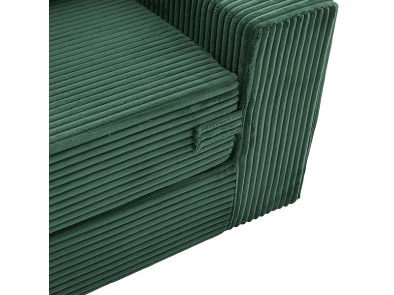  Canapé droit moderne vert émeraude velours côtelé avec rangement intégré et coussins inclus pour salon contemporain  - Conforama W