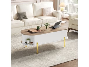 Table basse ovale coloris blanc <strong></strong> <strong></strong> - 50 cmx120 cm