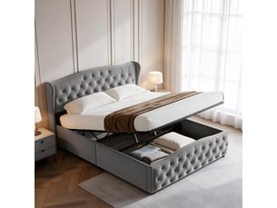 Lit coffre 140x190 cm <strong>EZSSW</strong> <strong></strong> coloris gris