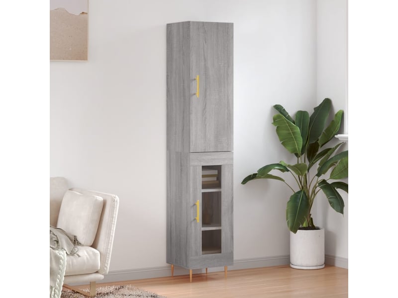  Buffet haut - bahut - meuble de rangement sonoma gris 34,5x34x180 cm bois d'ingénierie  - Conforama B