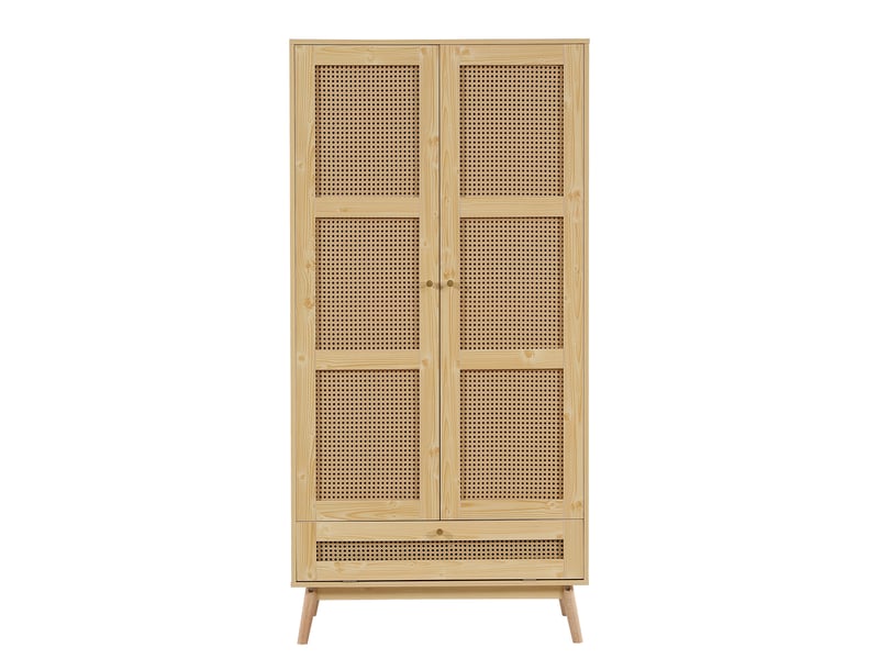  Armoire penderie 2 portes avec tringle rotin pe coloris naturel 90 x 45 x 183 cm N622D708889NAA - Conforama A