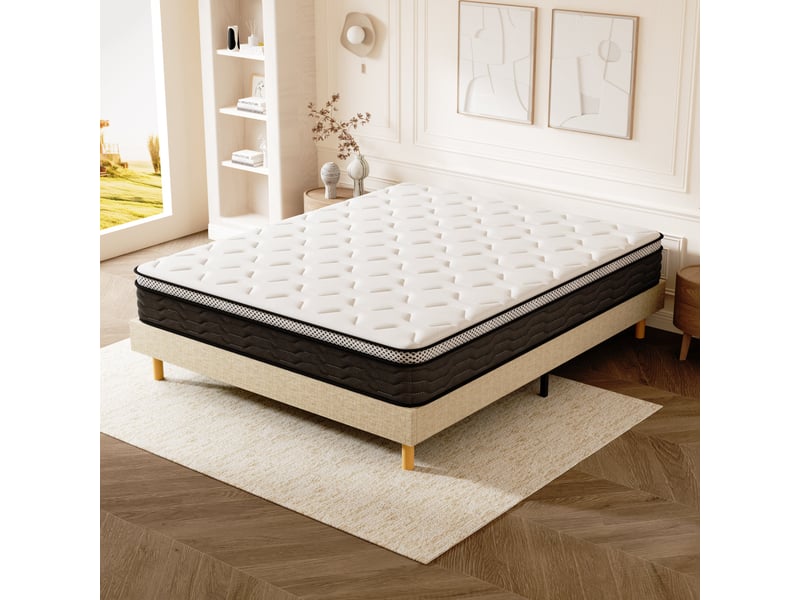  Ensemble matelas ressorts 160x200 cm epaisseur 30 cm + sommier déco  - Conforama E