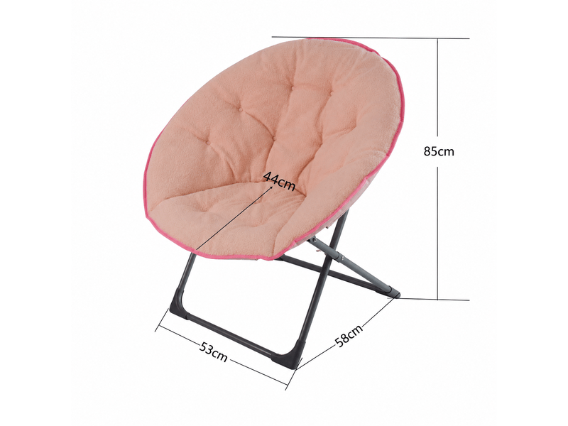  Fauteuil lune pliable en peau de mouton rose, chaise portable douce et confortable, design compact  - Conforama C
