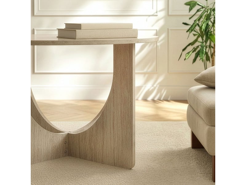 Table basse ronde d70 cm décor travertin marta  - Conforama D