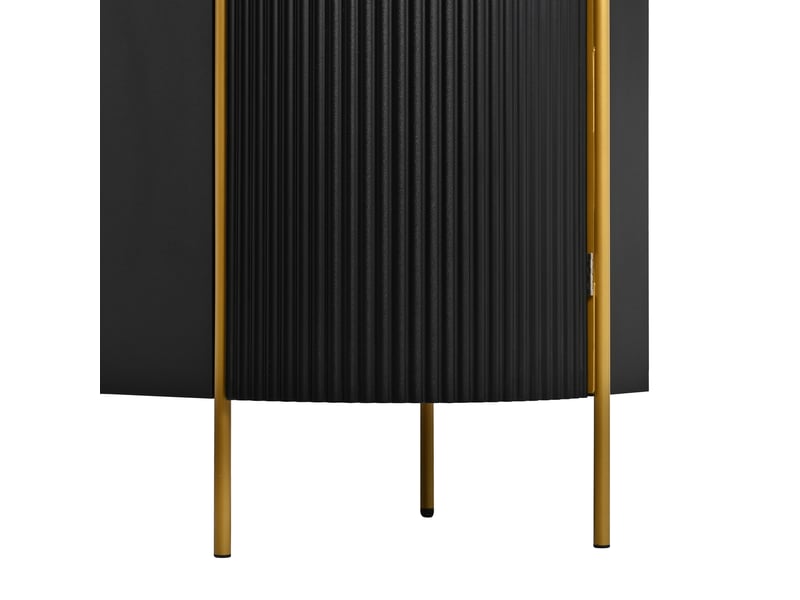  Buffet 4 portes 140x38x80cm ,façades rainurées, extrémités ovales, étagère et passe-câbles, mdf avec pieds métal,noir evarich - Conforama D