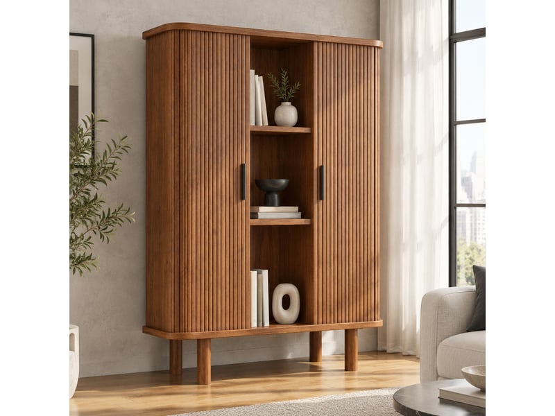  Buffet haut de rangement 2 portes coulissantes 110 x 40 x 160 cm homvra  - Conforama B