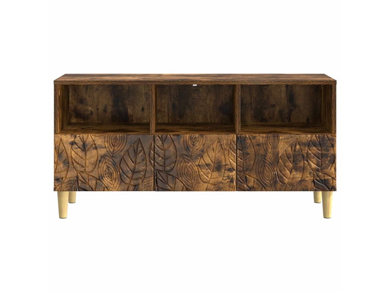  Meuble tv - banc tv - meuble de rangement 102 x 34,5 x 50 cm chêne fumé bois d'ingénierie  - Conforama E