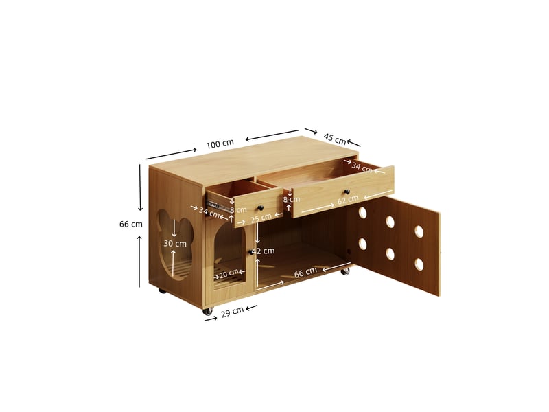  Meuble cache-litière avec rangement, maison de toilette discrète, naturel, 100 x 45 x 66 cm, mdf Fay Lum - Conforama C