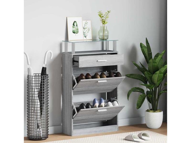  Meuble à chaussure, armoire à chaussures sonoma gris 63x24x104 cm bois d'ingénierie  - Conforama B