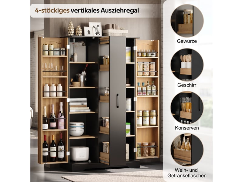  Armoire de cuisine noire, meuble de rangement avec étagère à épices, 150cm (sans matelas).  - Conforama D