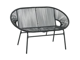 Banc de jardin 2 places 132x72x83 cm – noir – résine tressée, structure en acier pour balcon et terrasse