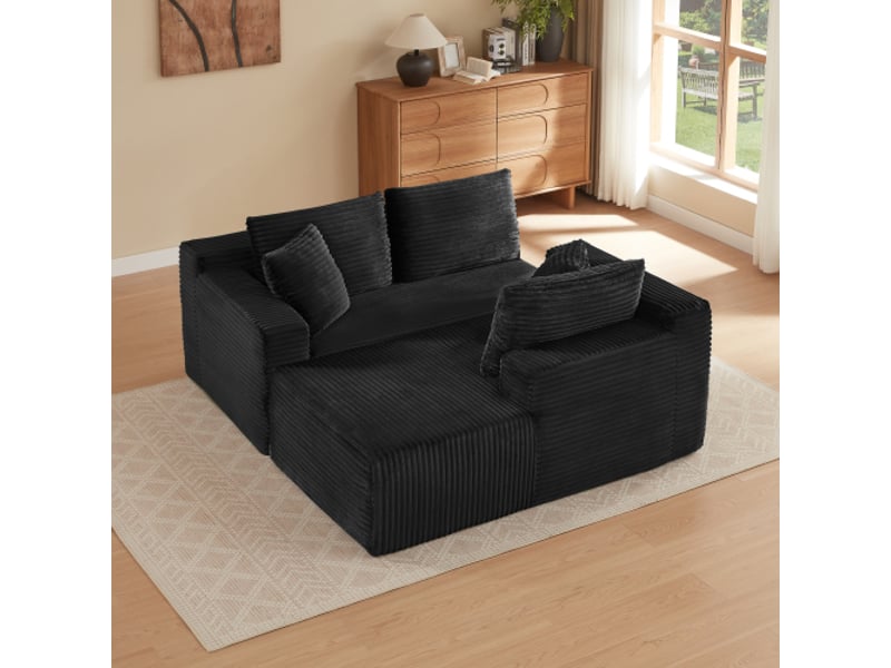 Canapé modulaire 3 places avec configuration flexible et coussins amovibles pour salon ou appartement en mousse et ressorts noir - Conforama C