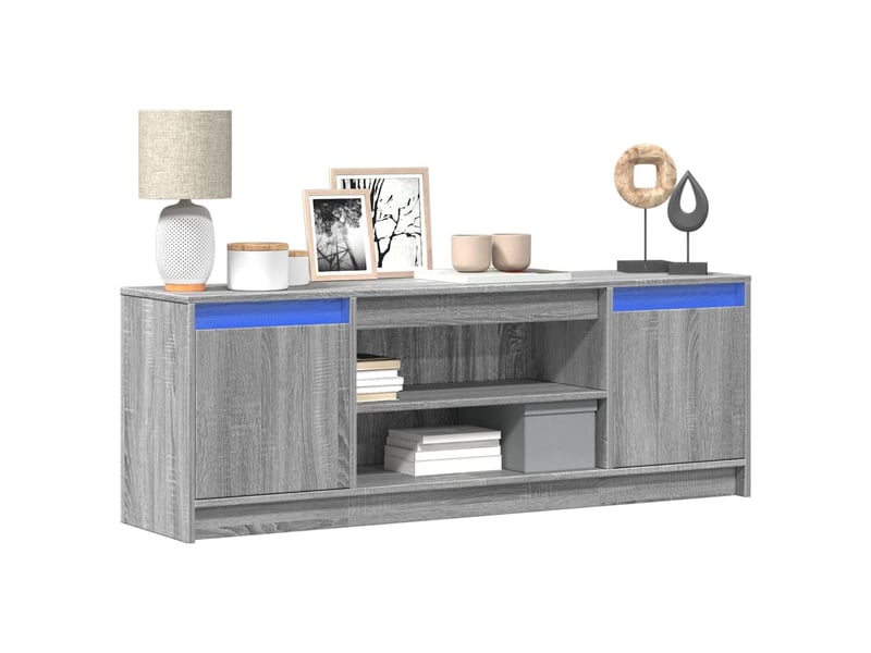 Meuble tv - banc tv - meuble de rangement avec led sonoma gris 139,5x34x50 cm bois d'ingénierie - Conforama B