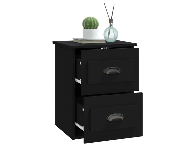  Lot de 2 tables de chevet - cabinet de chevet - table de nuit murales noir 41,5x36x53 cm  - Conforama E