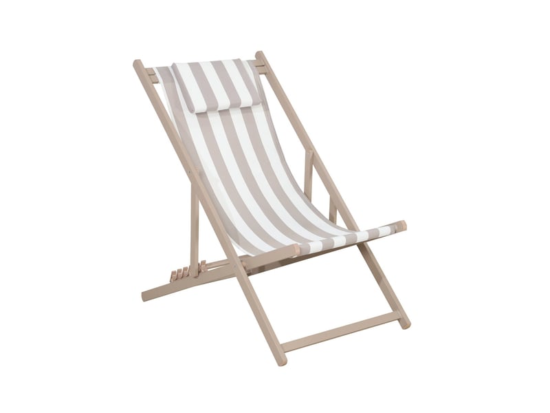 Lot de 2 bains de soleil - gaia rayures marron - transat en aluminium gris anthracite et textilene rayures marron avec coussin repose tête. Chilienne  - Conforama D