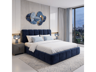 Lit coffre 160x200 cm <strong>Sampur</strong>  <strong>PREMIUM</strong> coloris bleu