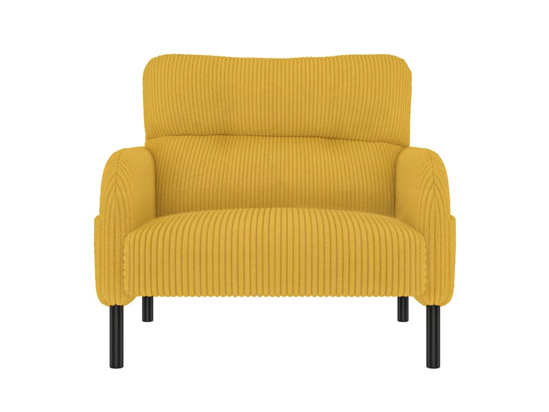 Fauteuil confortable fauteuil d'appoint 67x75x79cm siège profond, poche latérale, structure métal, velours côtelé jaune  - Conforama A