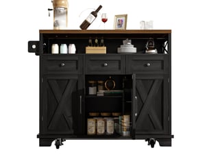 Îlot de cuisine 118x43x98 cm plateau rabattable mdf métal noir