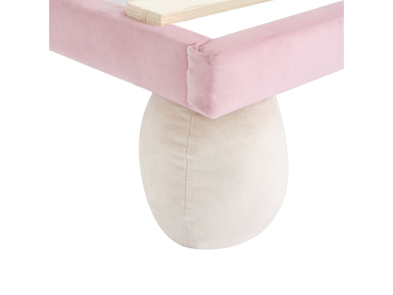  Lit enfant rembourré 90 x 200 cm en velours beige et rose avec led Fay Lum - Conforama E