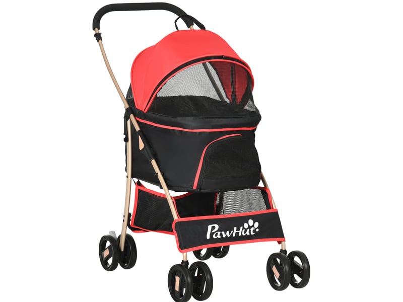  Poussette pour enfent 2-en-1 82 x 49,5 x 98 cm - rouge - pliable avec sac et panier de rangement  - Conforama A
