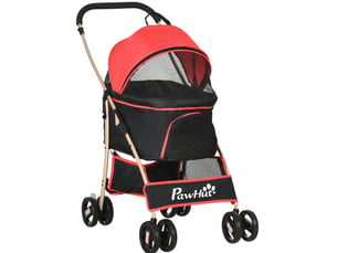 Poussette pour enfent 2-en-1 82 x 49,5 x 98 cm - rouge - pliable avec sac et panier de rangement