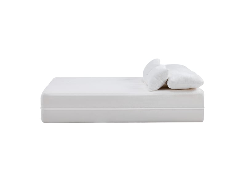  Canapé convertible modulable 2 places en tissu blanc, avec coussins  - Conforama D