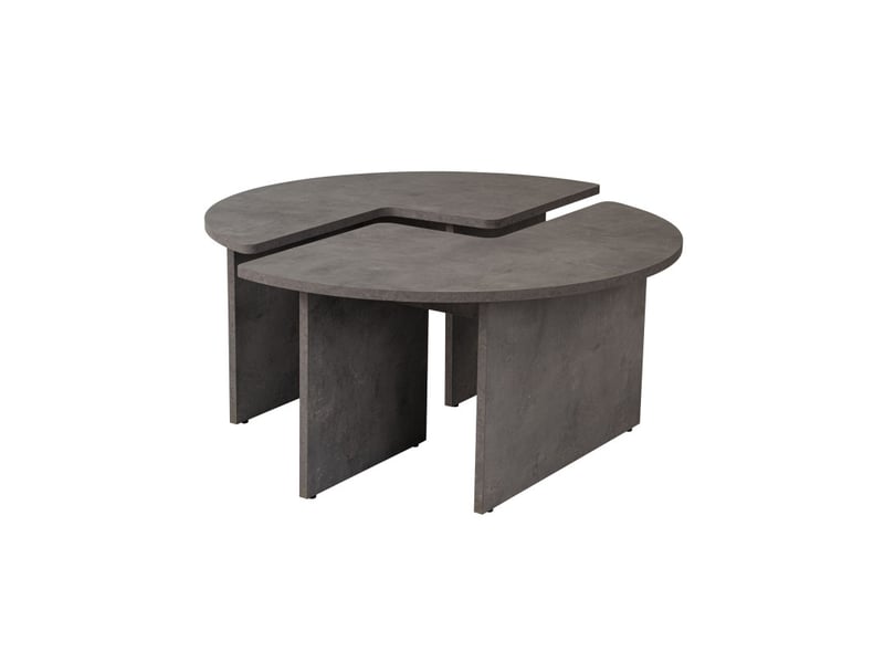  Table basse ronde en bois mdf mélaminé gris béton ø90 x 41 cm  - Conforama A