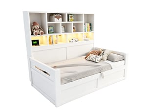 Lit coffre 90x200 cm <strong>OKMYHOME</strong>  <strong></strong> coloris blanc