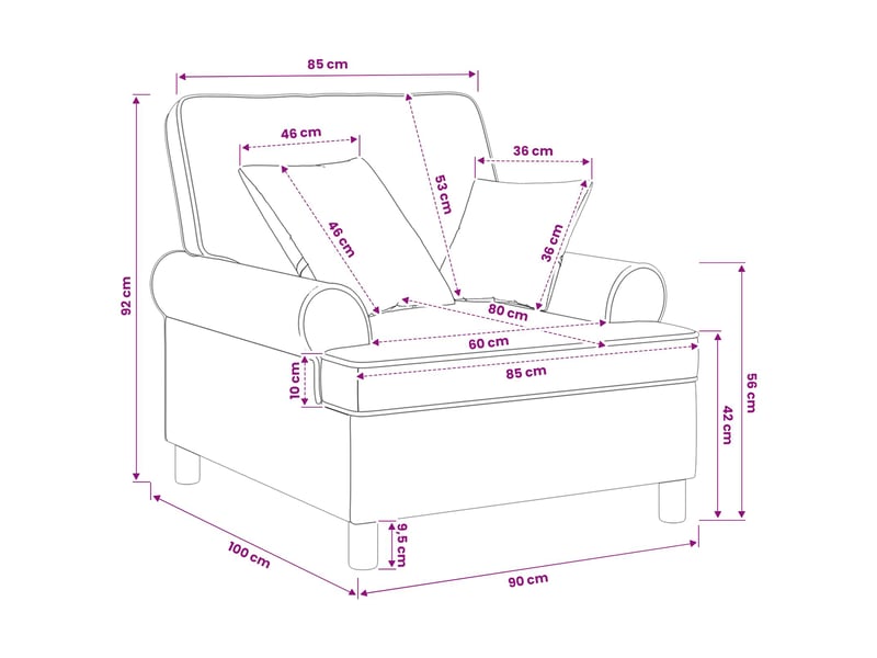  Vidaxl fauteuil xl avec coussins blanc tissu  - Conforama C
