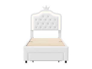 Lit avec rangement 90x200 cm <strong>Lonelyo</strong>  <strong></strong> coloris blanc