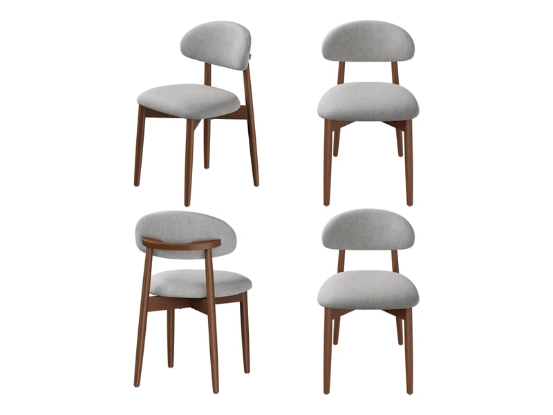  Lot de 4 chaises de salle à manger en tissu chenille, pieds en bois massif，43 x 51 x 83 cm，gris  - Conforama A