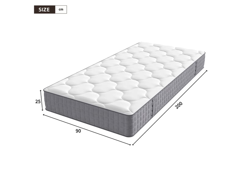 Matelas à ressorts ensachés tcqpz 90 x 200 cm 25 cm 7 zones h3 blanc - Conforama C